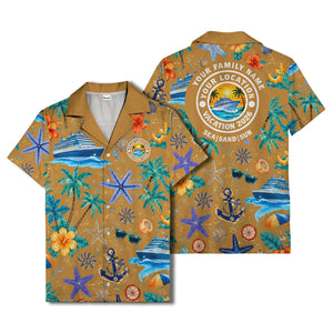 cruise ship palm trees starfish watercolor hawaiian shirt