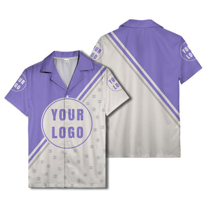 custom logo circles & diagonal stripes minimalist hawaiian shirt for men