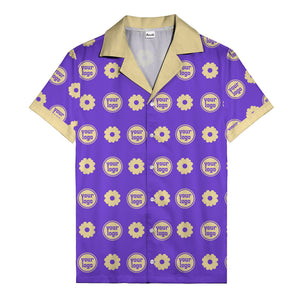 custom logo daisy repeat pattern hawaiian shirt for men