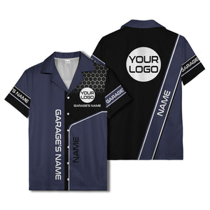 custom logo hexagonal honeycomb automotive hawaiian shirt for men