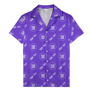 custom logo & text circle repeat black white hawaiian shirt for men