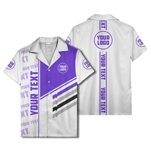 diagonal stripes custom logo repeat graphic hawaiian shirt