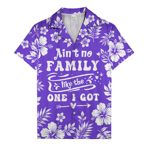 graphic white hibiscus & leaf family tribute hawaiian shirt