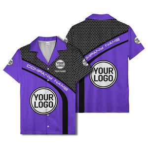 hexagonal grid diagonal stripe hawaiian shirt with custom logo