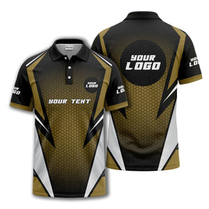 hexagonal grid geometric lines modern tech-inspired polo shirt