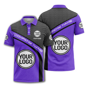 hexagonal grid monogram logo corporate polo shirt for men
