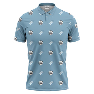 minimalist custom logo pattern polo shirt — clean repeating corporate design