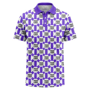 monochrome hexagon repeat custom logo geometric polo shirt for men