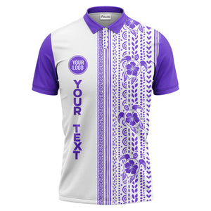 sea turtles hibiscus polynesian tribal black white polo shirt for men