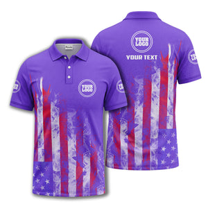 smoky american flag stars & stripes patriotic bold golf polo shirt