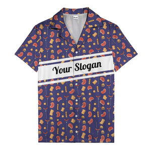 steak sausage burger cartoon grill repeat hawaiian shirt