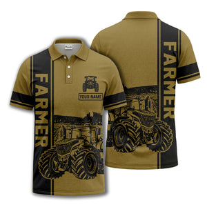 tractor farm scene graphic illustration polo shirt for men