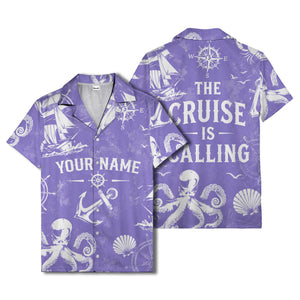 anchor octopus compass nautical adventure hawaiian shirt for men