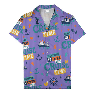 cruise ships & anchors cartoon fun hawaiian shirt for vacation