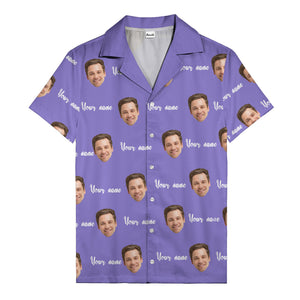 custom face portrait & personalized text repeat hawaiian shirt