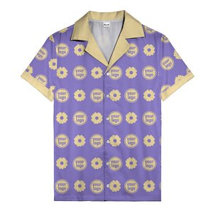 custom logo daisy repeat pattern hawaiian shirt for men