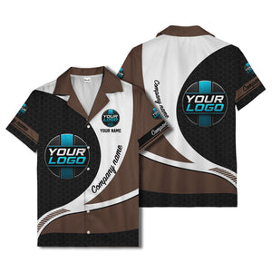 custom logo hexagon diagonal stripe hawaiian shirt for men