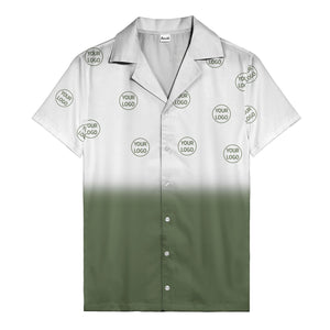 custom logo ombre gradient black white hawaiian shirt