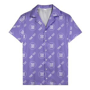 custom logo & text circle repeat black white hawaiian shirt for men