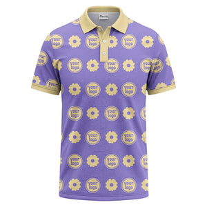 customizable daisy & monogram repeat pattern polo shirt