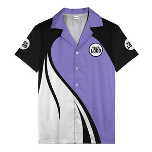 diagonal stripe custom logo retro bowling hawaiian shirt
