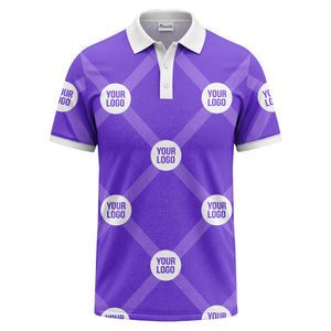 diagonal stripes & repeating custom logo polo shirt for men