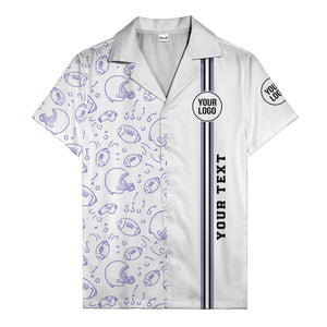 football helmets play diagrams cartoon sports hawaiian shirt for men