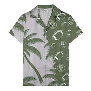 footballs & palm tree silhouettes black white graphic hawaiian shirt