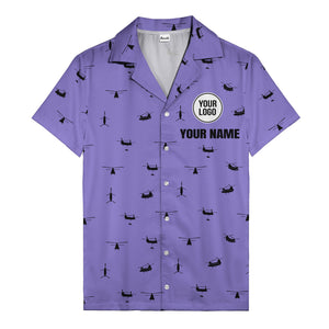 helicopter silhouette repeat military graphic hawaiian shirt for men