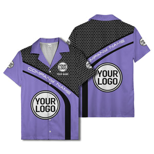 hexagonal grid diagonal stripe hawaiian shirt with custom logo
