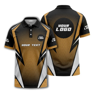 hexagonal grid geometric lines modern tech-inspired polo shirt