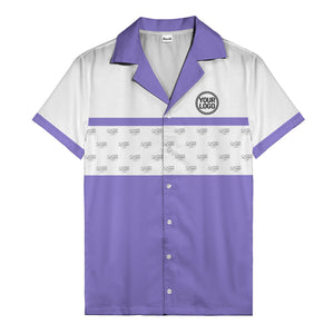 retro bowling custom logo repeat hawaiian shirt for men