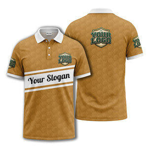 shield logo stars hexagon pattern polo shirt for men