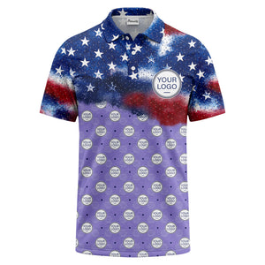 stars & stripes american flag custom logo all over print polo shirt
