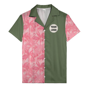 watercolor flamingo pineapple leaf repeat hawaiian shirt for men