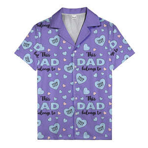 watercolor hearts & custom names hawaiian shirt for dad, navy blue