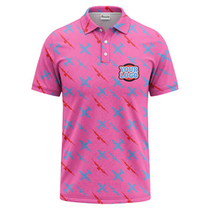 airplane silhouette repeat aviation graphic polo shirt for men
