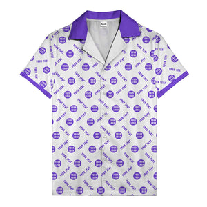 black custom logo circles text white hawaiian shirt