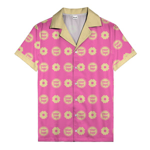 custom logo daisy repeat pattern hawaiian shirt for men