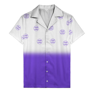 custom logo ombre gradient black white hawaiian shirt