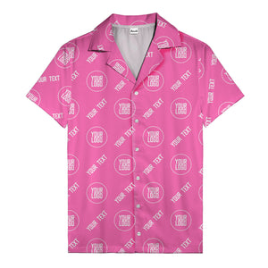 custom logo & text circle repeat black white hawaiian shirt for men