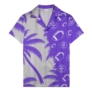 footballs & palm tree silhouettes black white graphic hawaiian shirt