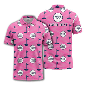 golf flag logo repeat pattern country club golf polo shirt