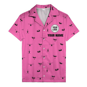 helicopter silhouette repeat military graphic hawaiian shirt for men