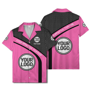 hexagonal grid diagonal stripe hawaiian shirt with custom logo