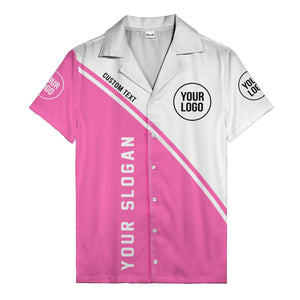 monochrome diagonal stripe custom logo & text hawaiian shirt