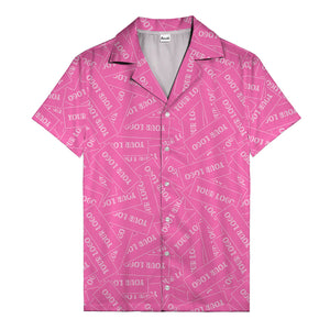 monochrome your logo repeat text graphic hawaiian shirt for men