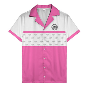 retro bowling custom logo repeat hawaiian shirt for men