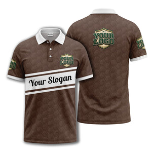 shield logo stars hexagon pattern polo shirt for men