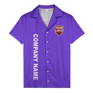 shield logo & vertical text customizable corporate hawaiian shirt